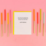 Cost of Candles On Your Cake Exceeds The Cake Itself | Letterpress Card - Juli's Wearable Art