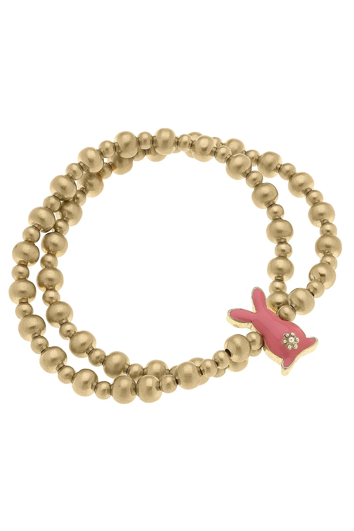 Cotton Tail 2 - Row Ball Bead Stretch Bracelet - Juli's Wearable Art