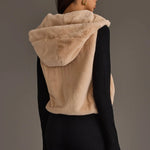 Cozy Faux Fur Hooded Zip-Up Vest | Beige - Juli's Wearable Art