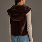 Cozy Faux Fur Hooded Zip-Up Vest | Dark Brown - Juli's Wearable Art