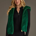 Cozy Faux Fur Hooded Zip-Up Vest | Green - Juli's Wearable Art