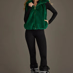 Cozy Faux Fur Hooded Zip-Up Vest | Green - Juli's Wearable Art