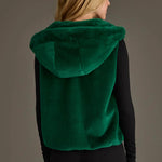 Cozy Faux Fur Hooded Zip-Up Vest | Green - Juli's Wearable Art