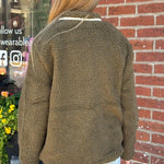 Cozy Sherpa Zip-Up Jacket | Olive - Juli's Wearable Art