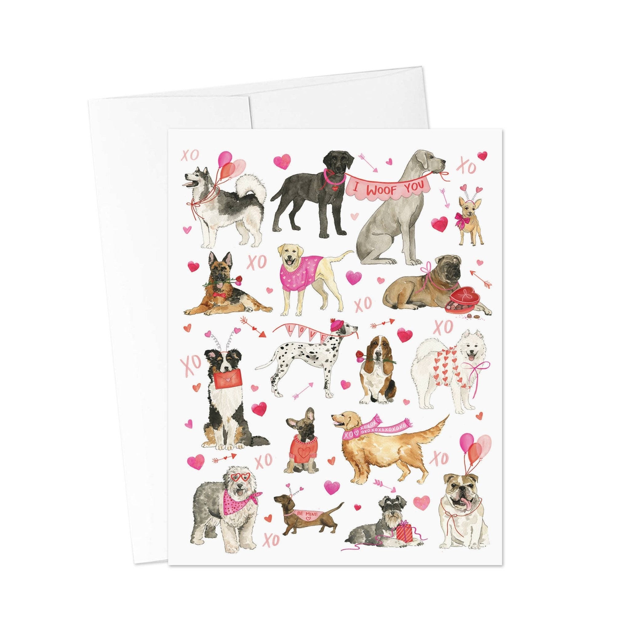 Cozy Valentine Dogs - Valentines Day Greeting Card - Juli's Wearable Art