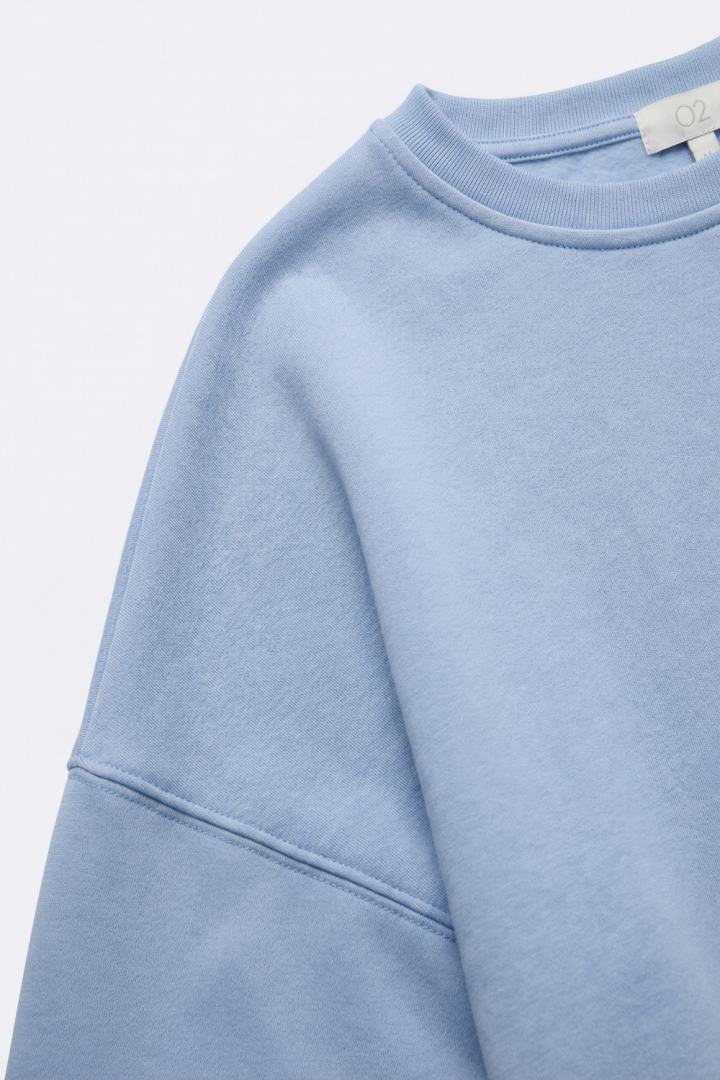 Crew Neck Dropped Shoulder Basic Sweatshirt | Baby Blue - Juli's Wearable Art