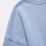Crew Neck Dropped Shoulder Basic Sweatshirt | Baby Blue - Juli's Wearable Art