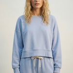 Crew Neck Dropped Shoulder Basic Sweatshirt | Baby Blue - Juli's Wearable Art