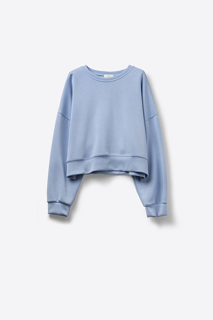 Crew Neck Dropped Shoulder Basic Sweatshirt | Baby Blue - Juli's Wearable Art