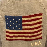 Crop Knit American Flag Cardigan Sweater | Gray - Juli's Wearable Art