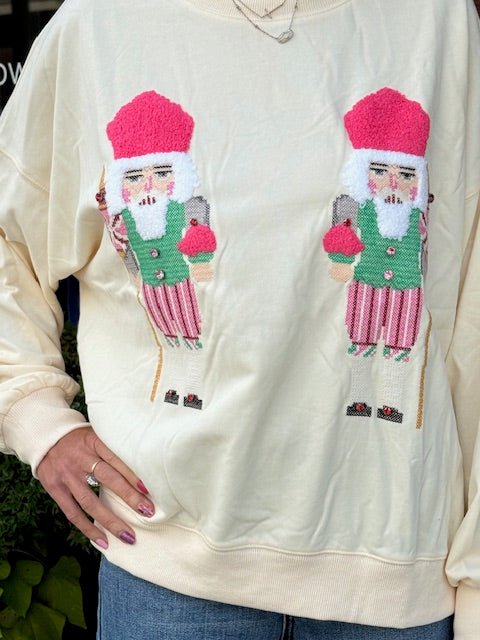 Cross Stitch Embroidery Nutcrackers Sweatshirt - Juli's Wearable Art