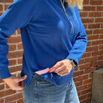 Custom Bedford 1/2 Zip Sweater | Royal Blue - Juli's Wearable Art