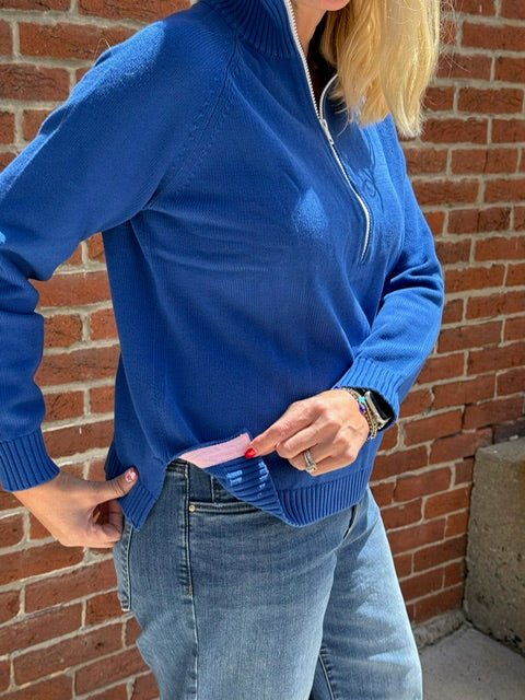 Custom Bedford 1/2 Zip Sweater | Royal Blue - Juli's Wearable Art