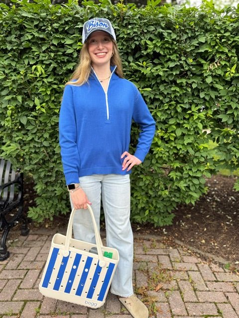 Custom Bedford 1/2 Zip Sweater | Royal Blue - Juli's Wearable Art