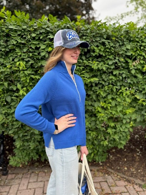 Custom Bedford 1/2 Zip Sweater | Royal Blue - Juli's Wearable Art