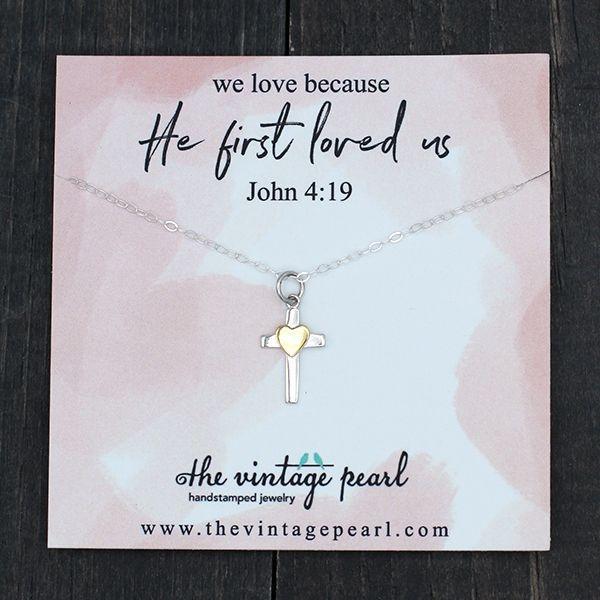 The Vintage Pearl He First Loved Us Necklace (John 4:19)