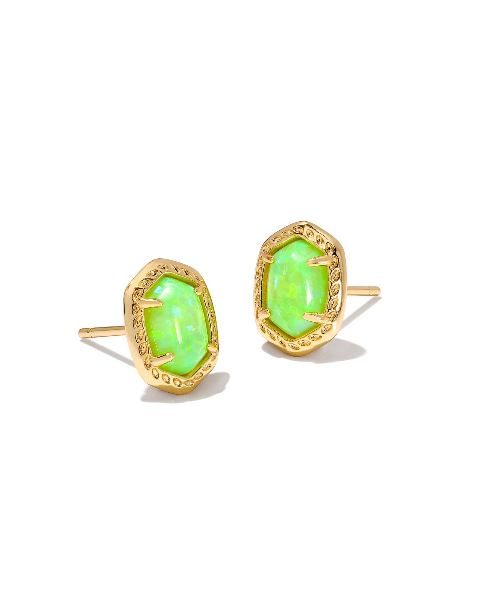 Kendra Scott Daphne Gold & Bright Green Opal Framed Stud Earrings