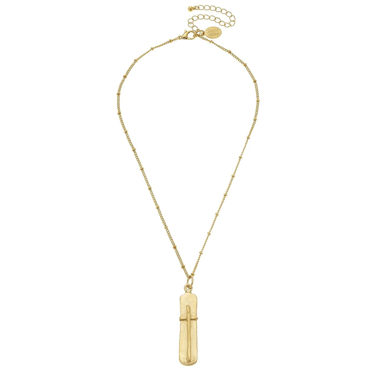 Susan Shaw Dainty Bar Cross Necklace