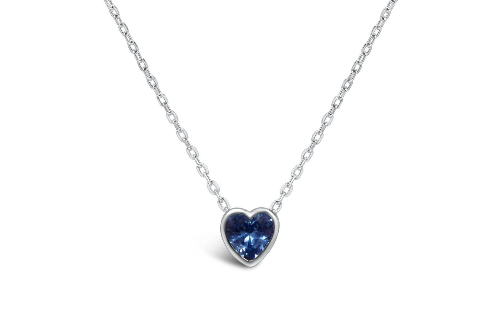 Stia Girl- Bezel Heart Birthstone Necklaces