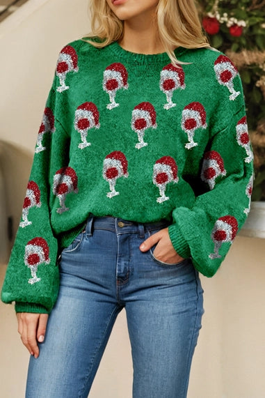 Cheer For Christmas Round Neck Casual Sweater