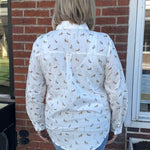 Dog Print Button - Up Blouse - Juli's Wearable Art