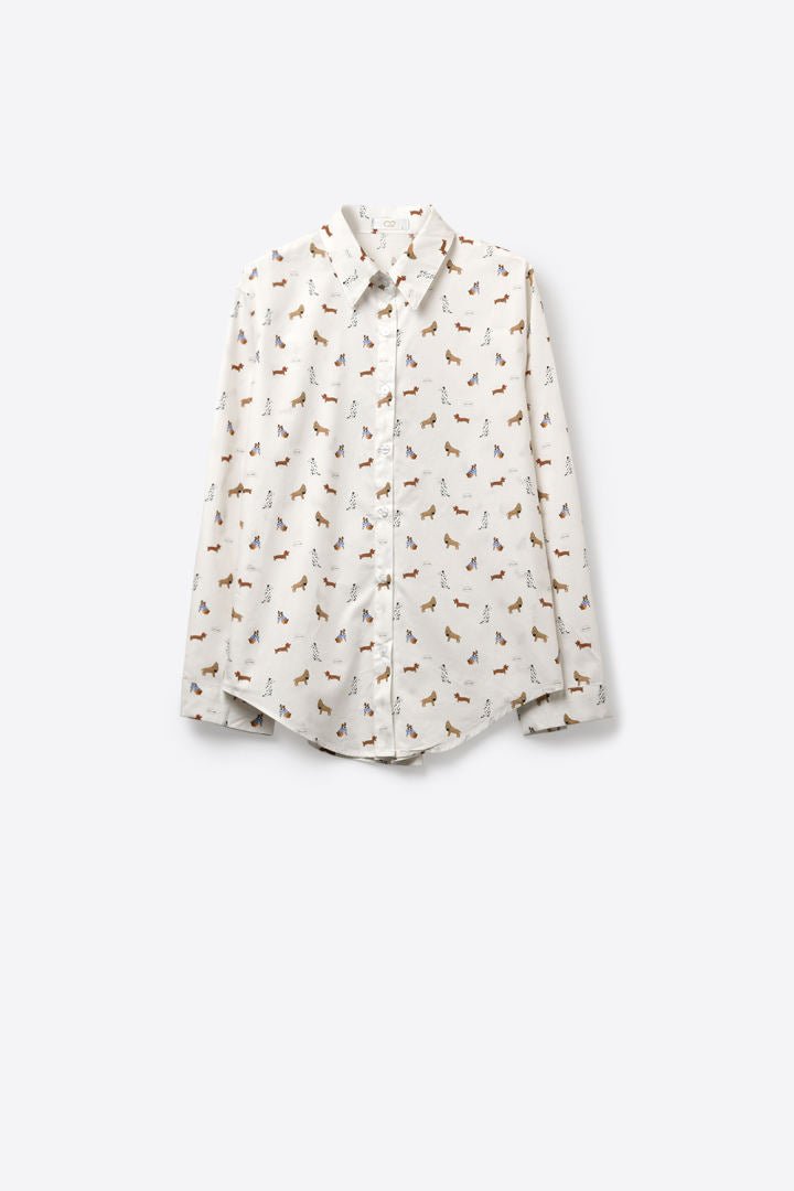 Dog Print Button - Up Blouse - Juli's Wearable Art