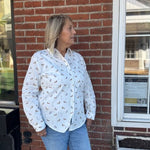 Dog Print Button - Up Blouse - Juli's Wearable Art