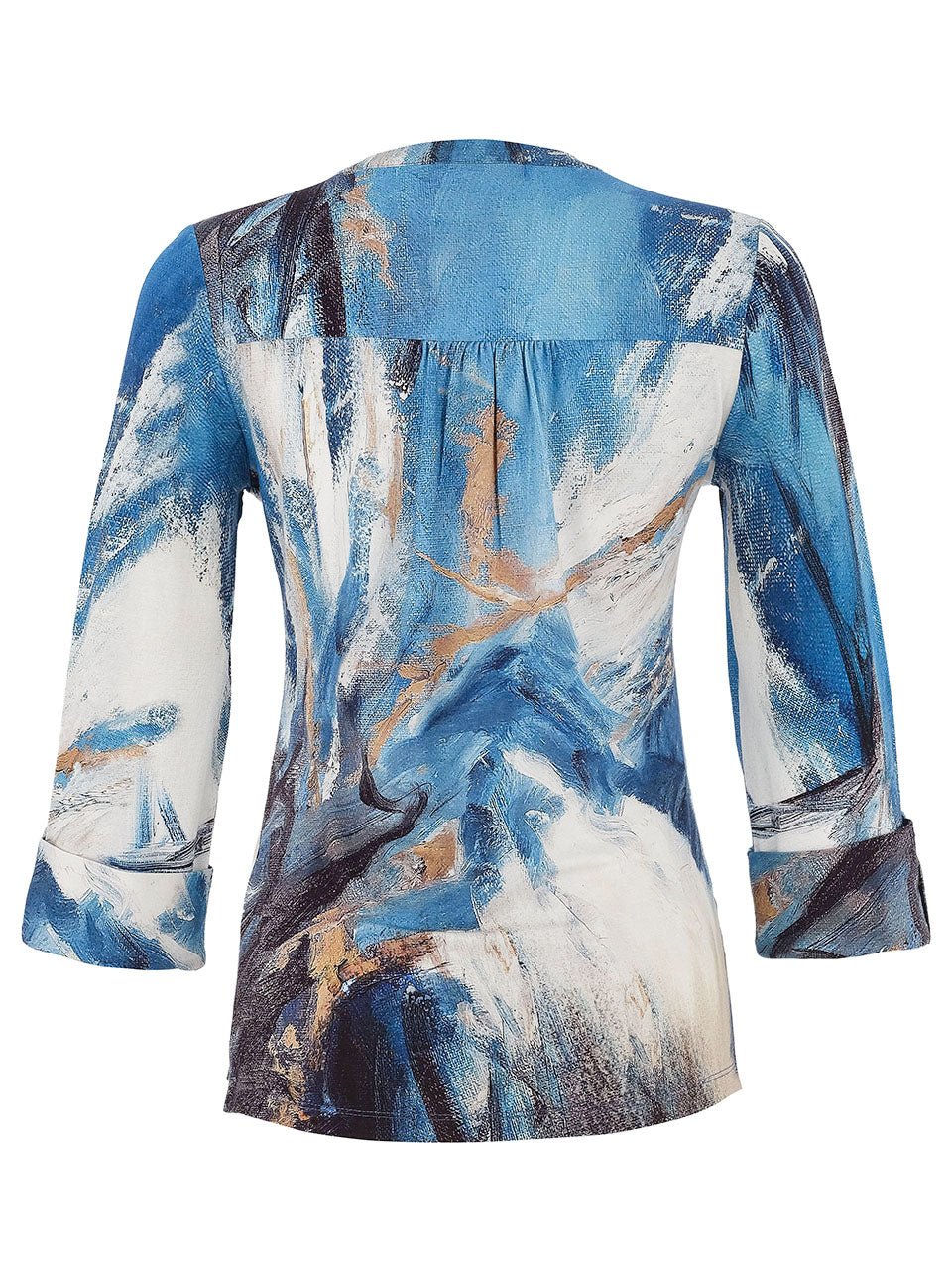 Dolcezza Abstract V - Neck Pullover Top - Juli's Wearable Art
