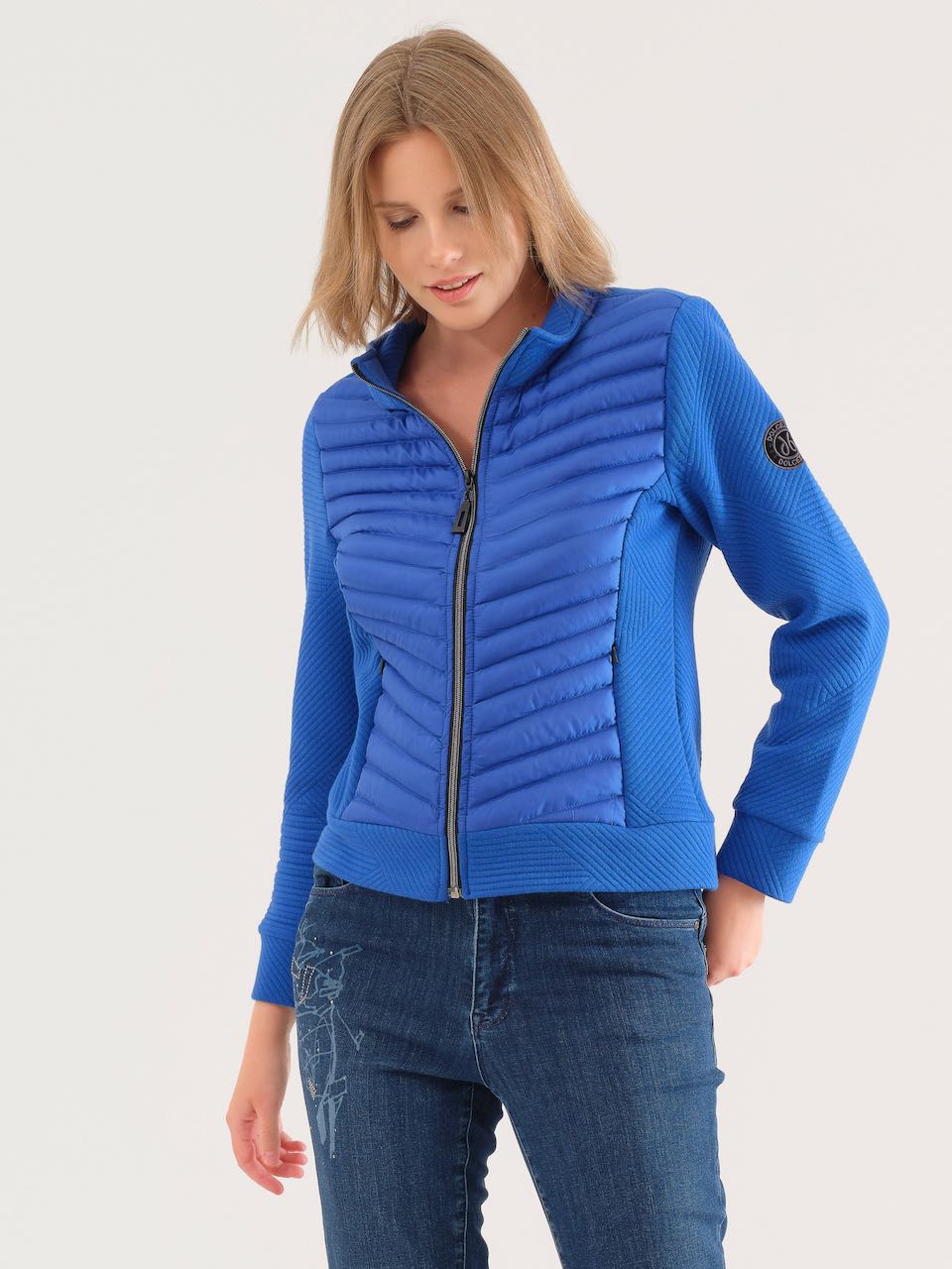 Dolcezza Quilt Knit Zip Jacket “Graphic Lines”