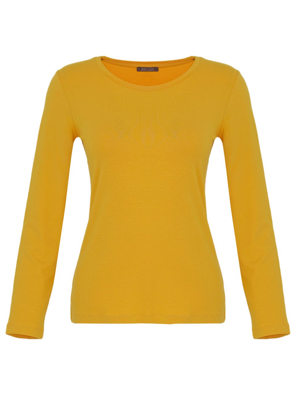Dolcezza Yellow Ochre Crew Neck Long - Sleeved Top - Juli's Wearable Art