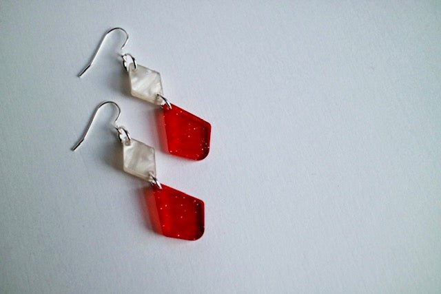 Double Dainty Acrylic Earrings – Bedford County School Colors - Juli's Wearable Art