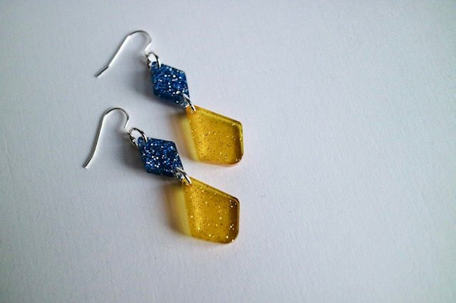Double Dainty Acrylic Earrings – Bedford County School Colors - Juli's Wearable Art