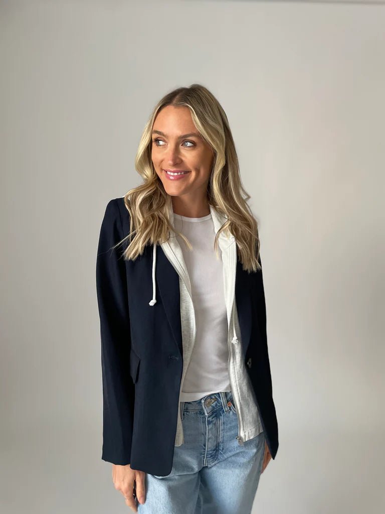 Drew Blazer with Sweatshirt Insert - Navy/Grey - Juli's Wearable Art