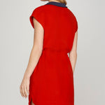 Drop Sleeve Zip - Up Collared Mini Dress | Red - Juli's Wearable Art