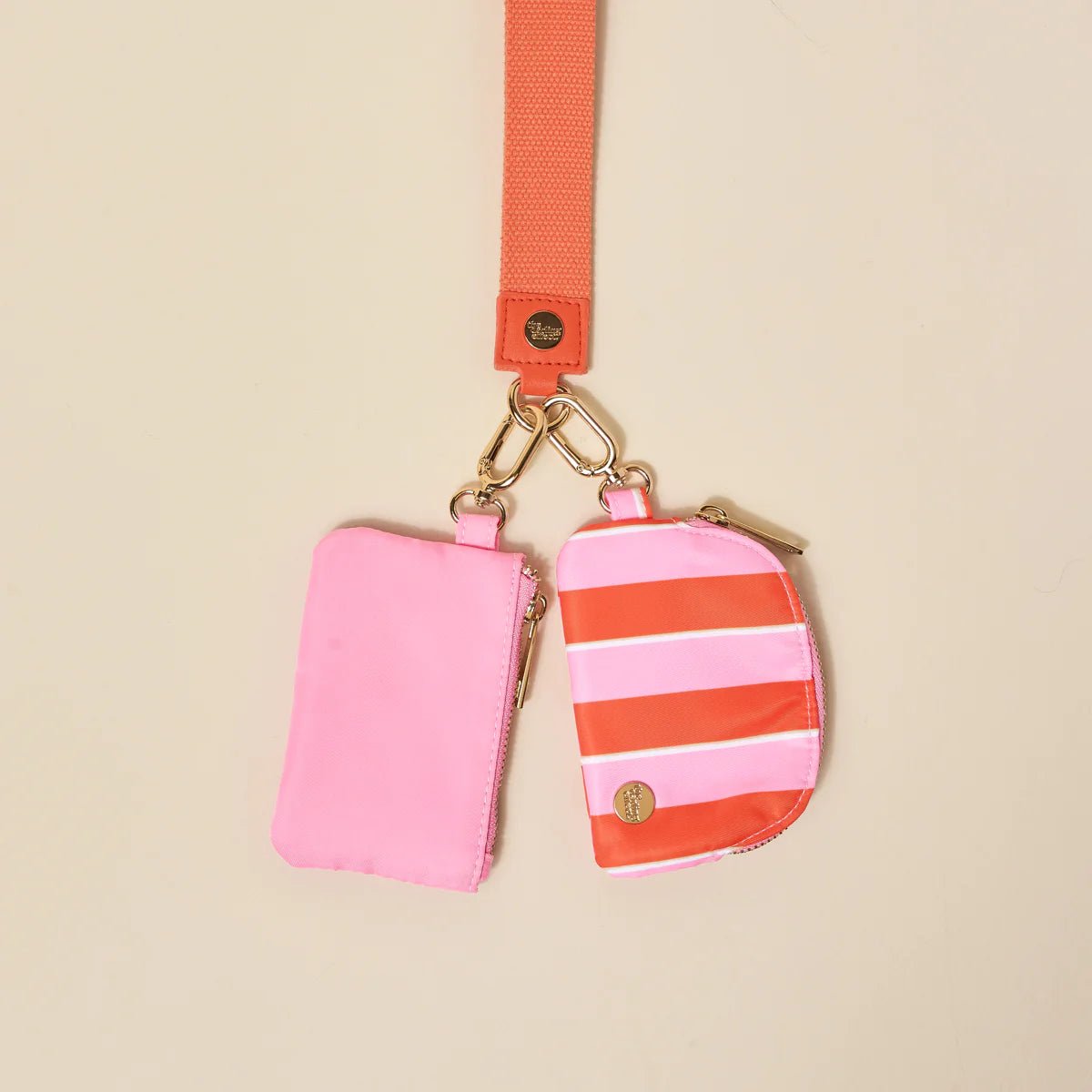 Dynamic Duo Pouch Luxe Wristlet | Sicily Stripes Pink - Juli's Wearable Art