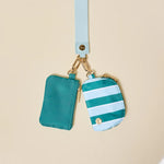 Dynamic Duo Pouch Luxe Wristlet | Sicily Stripes Teal - Juli's Wearable Art