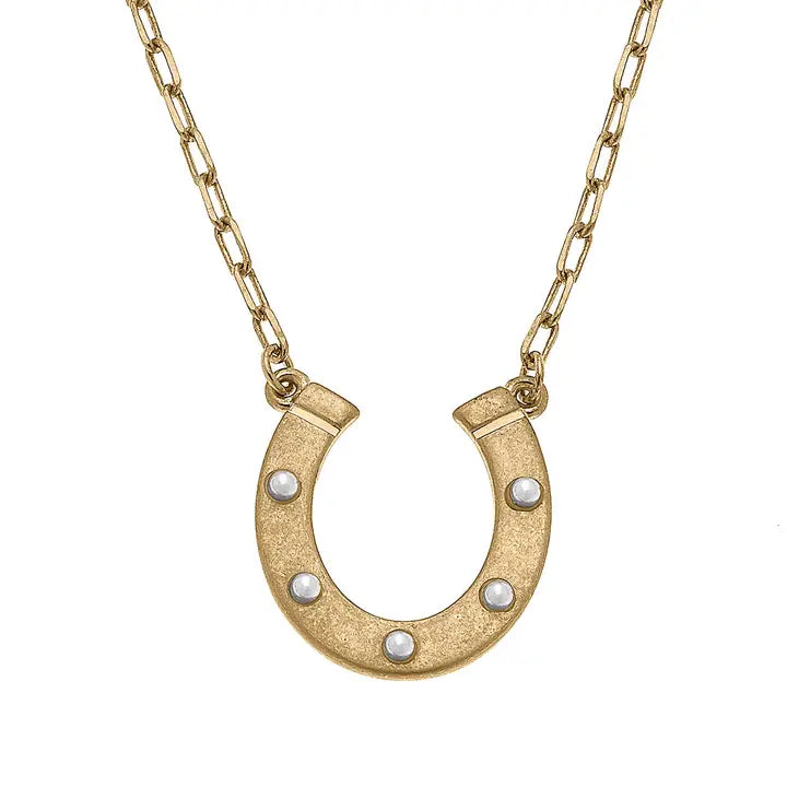 Mona Horseshoe Pendant Necklace in Gold