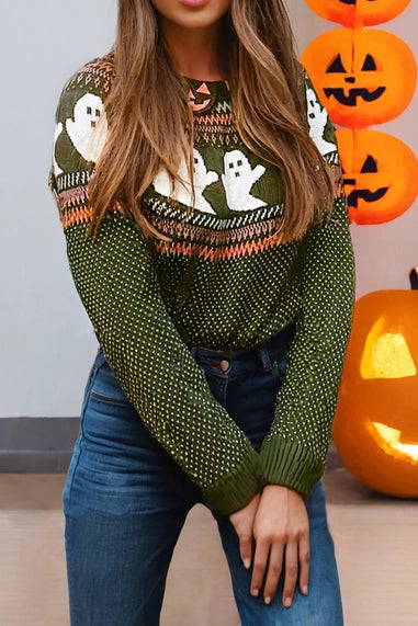 Halloween Ghost Drop Shoulder Sweater