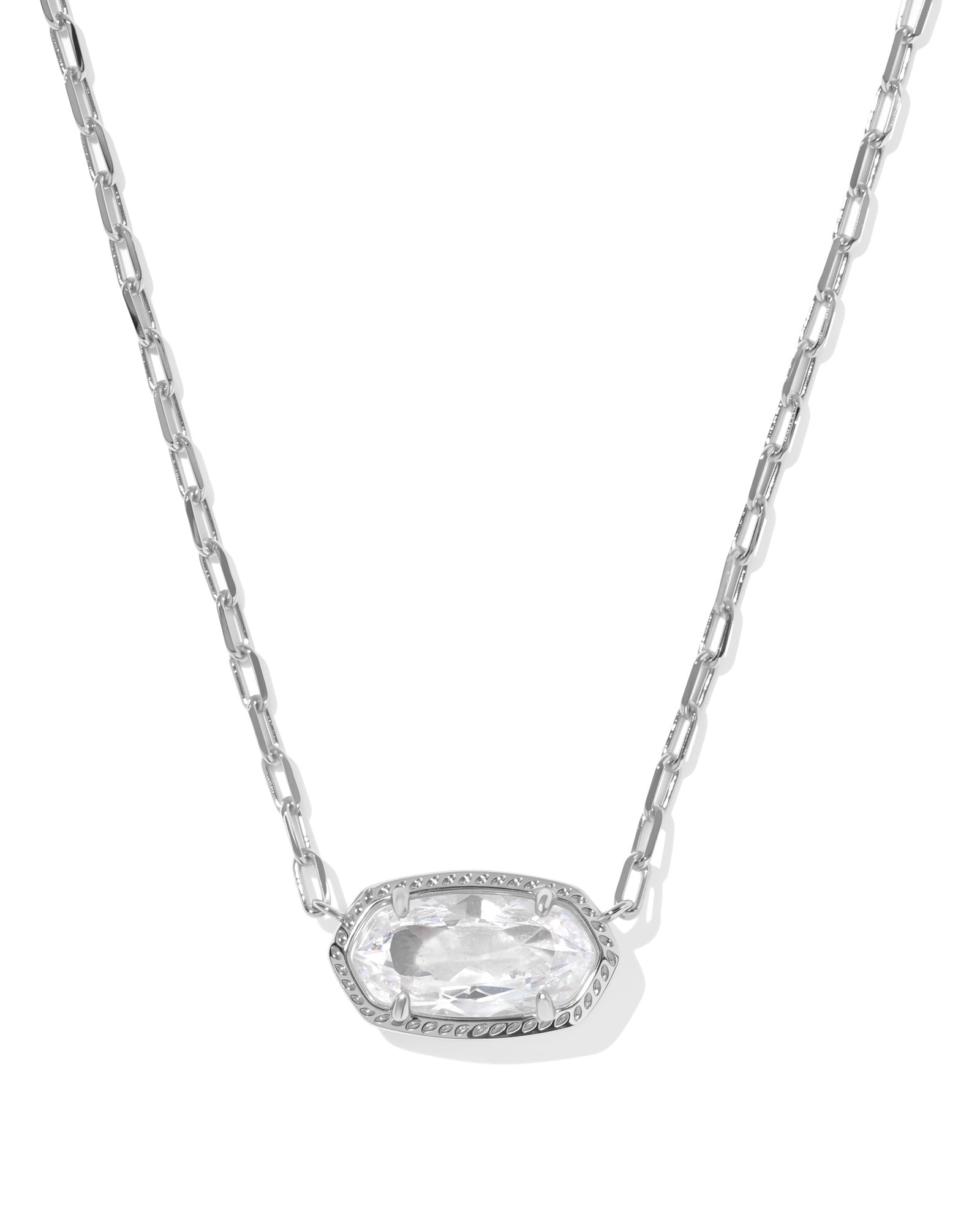 Elisa Luxe Short Pendant Necklace | Silver | White CZ - Juli's Wearable Art
