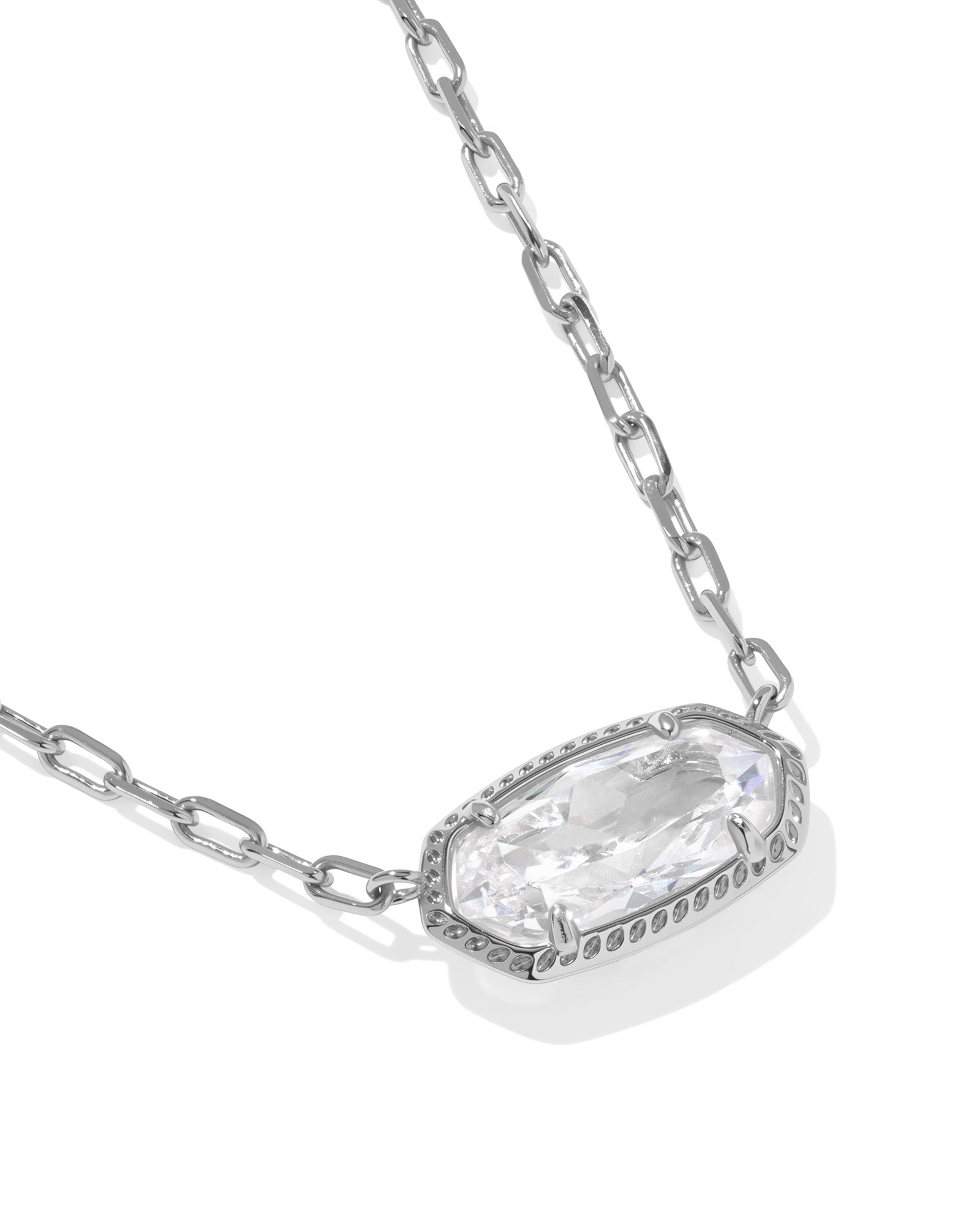 Elisa Luxe Short Pendant Necklace | Silver | White CZ - Juli's Wearable Art