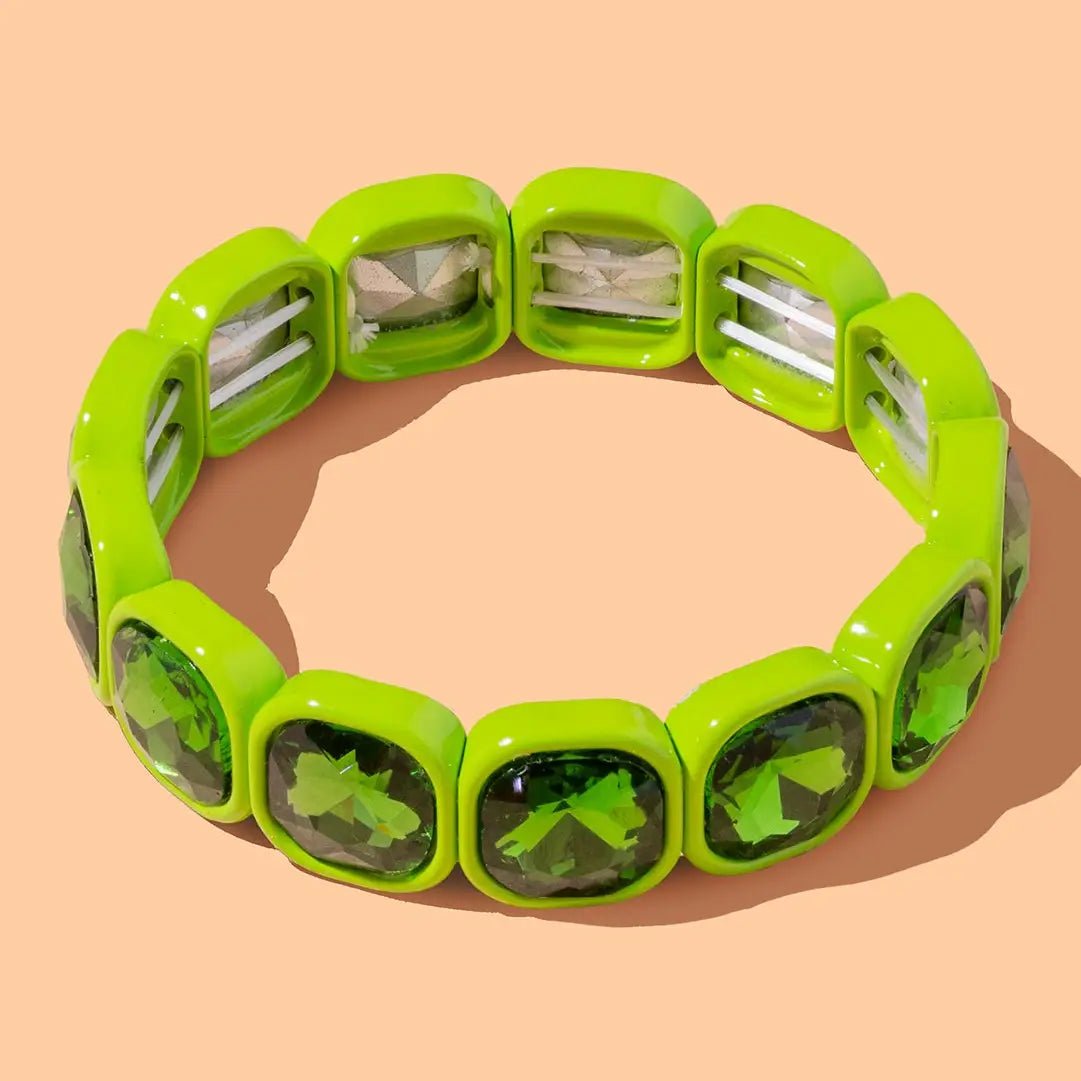 Elise Enamel Stretch Bracelet | Green - Juli's Wearable Art