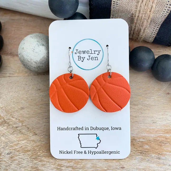 Embossed Basketball Earrings - Juli's Wearable Art