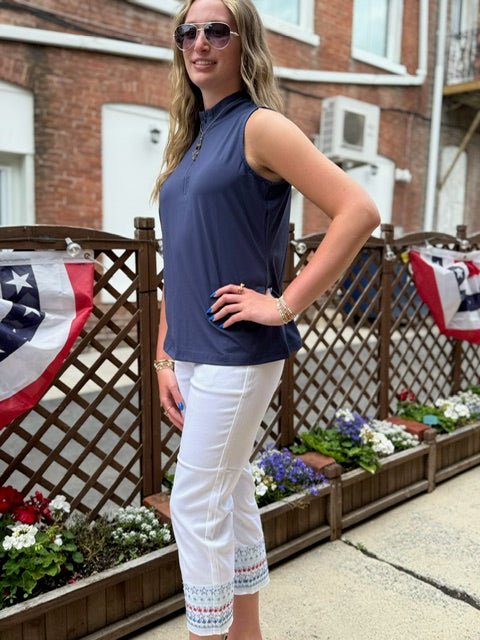 Embroidered Stars Denim Capris - Juli's Wearable Art