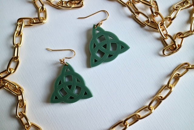 Emerald Trinity Dangle Earrings - Juli's Wearable Art