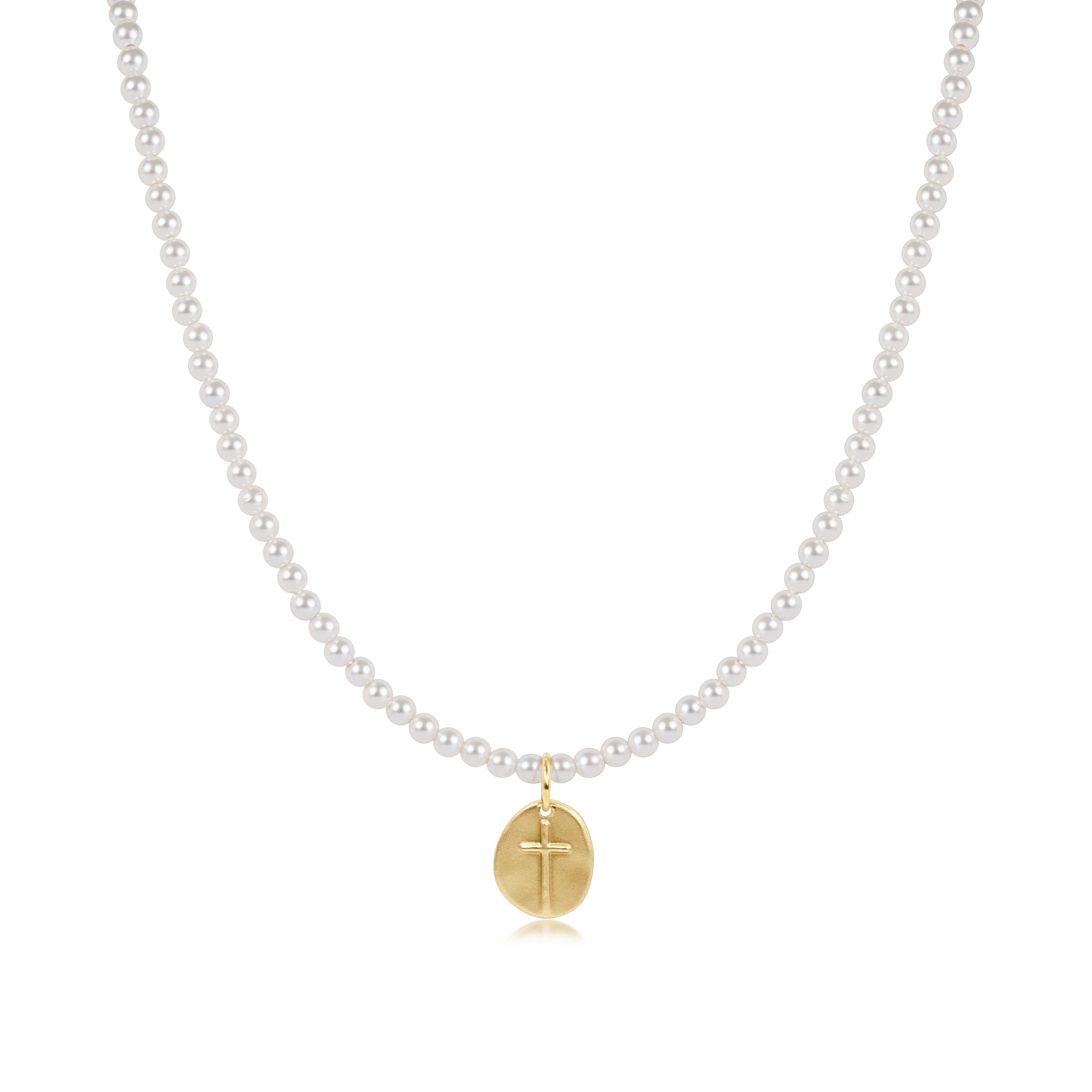 enewton - 15" Choker Classic Pearl 3mm Bead - Inspire Small Gold Charm - Juli's Wearable Art
