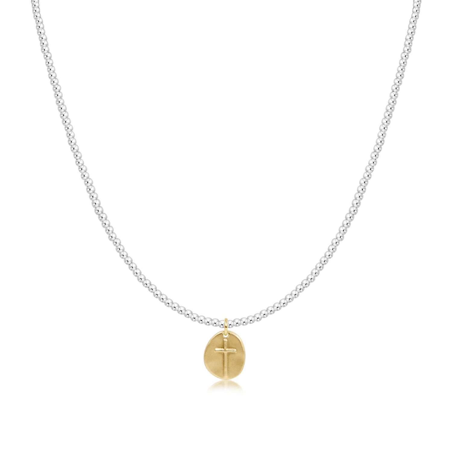 enewton - 15" Choker Classic Sterling Mixed Metal 2mm Bead - Inspire Small Gold Charm - Juli's Wearable Art
