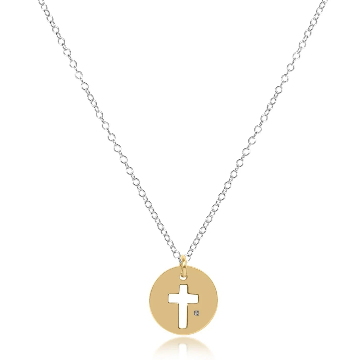 enewton 16" necklace sterling mixed metal - blessed gold disc - Juli's Wearable Art