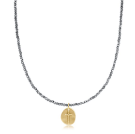 enewton 17" Choker Silver Faceted Hematite 2MM - Inspire Small Gold Charm - Juli's Wearable Art