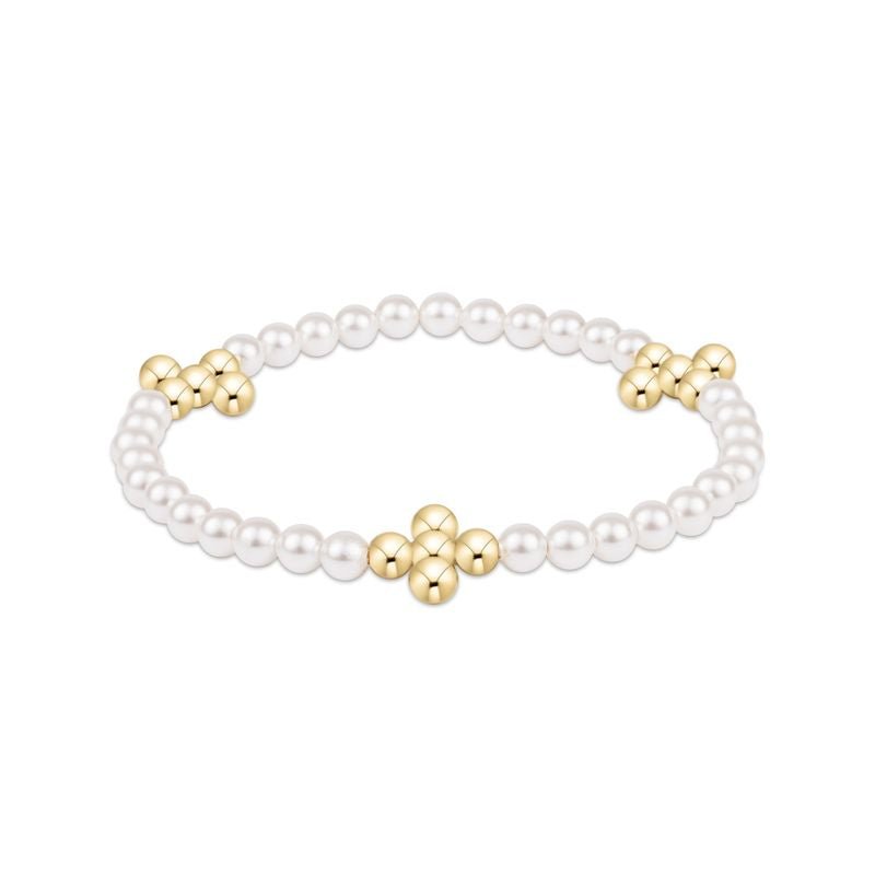 enewton Beaded 4mm Gold Signature Cross | 4mm Pearl Bracelet - Juli's Wearable Art