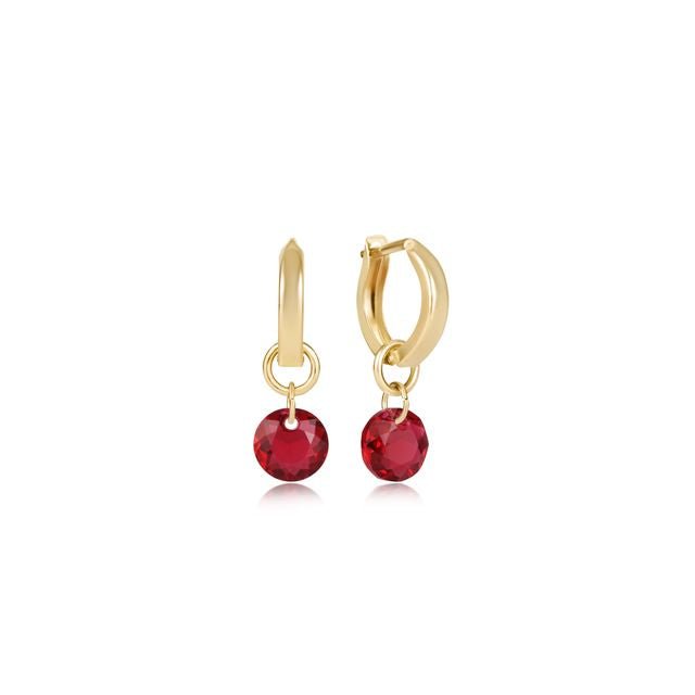 enewton Birthstone Huggie Gold Hoop Earrings | Reflection Small Charm | July